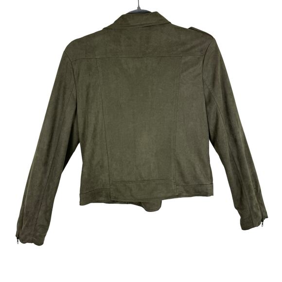 Ellison Green Long Sleeve Lined Asymmetrical Full Zip Lightweight Suede Jacket M - Picture 2 of 8